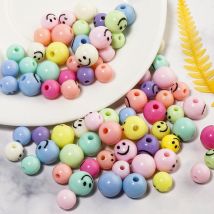 50 stücke Acryl gemischte Farbe Lächeln Perle 8/10mm runde lose Abstand halter Perlen für Armband Halskette Schmuck machen DIY Material liefert