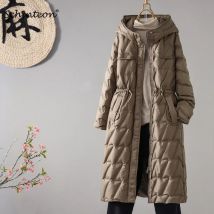 Schinteon Frauen 90 % Weiße Entendaunen Lange Jacke Herbst Winter Büro Dame Schlank Outwear mit Kapuze Luxuriöse Mantel 2024 Neue