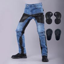 Jeans da motociclista Classico nero blu con ginocchiere Pantaloni da corsa da motocross Pantaloni da equitazione da turismo all'aperto Quattro stagioni