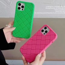 Luxuriöse gestrickte TPU-Handyhülle im Webart-Stil für iPhone 15 14 13 12 Pro Max Plus, weiche, stoßfeste Silikon-Rückseite