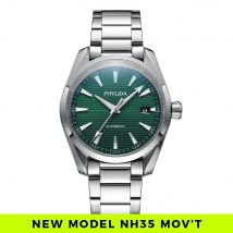 PHYLIDA Neue Aqua Automatikuhr Solides SS Saphirglas NH35A Mechanische Armbanduhr 100WR Diver