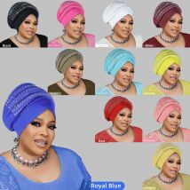Fashion African Women's Head Wraps Nigeria Wedding Party Headwear Black Women Turban Cap Church Hat