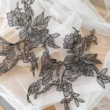 1 Pair Black and White Patch White Mesh DIY Wedding Dress Handmade Clothing Sewing Accessories