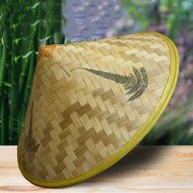 Sombrero de pescador de mimbre de bambú Retro chino, sombrero de cubo de paja tejido a mano, accesorios de baile de lluvia de Turismo, sombrero de sombrilla de pesca de cono
