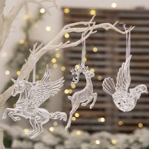 Acryl Weihnachten Transparente Anhänger Elch Einhorn Taube Geschenk Ornamente Weihnachtsbaum Dekoration Weihnachten Party Dekoration 2024