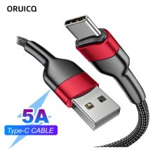 Cavo di ricarica da USB a tipo C 5A Cavo dati in nylon per caricabatterie rapido per Iphone Xiaomi Huawei Samsung Oppo POCO Cavo di ricarica tipo C
