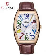 CHENXI 8217 Fashionable and Unique Men's Quartz Watch Creative Dial Calendar Waterproof Luminous Leather Strap Men's Watch