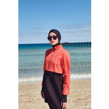 4PCS/Set Burkini Femme Musulmane Printing Sportswear Loose Fit Strechable UPF50-UV Protection Swimsuit With Zipper