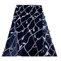 New Sequins Embroidered African Velvet Tassel Lace Fabric with Intricate Embroidery Laser Cut Traditional Nigerian Attire Drapes