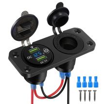 Wodoodporne gniazdo zapalniczki samochodowej Quick Charge 3.0 12V/24V Podwójne gniazdo samochodowe USB z woltomierzem LED Przełącznik dotykowy do samochodu RV Łódź