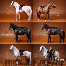 Mr.Z Statisches Harzsimulationstier im Maßstab 1:6, 33 cm hoch, Warmblut-Pferd mit Geschirr, Modell, passend für 12'' Soldatenpuppe, Szene, Requisiten, Spielzeug