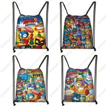 Cartoon Super Zings Print Drawstring Bag Boys Girls Storage Bags Teenager Casual Backpack Kids Bookbag Gift