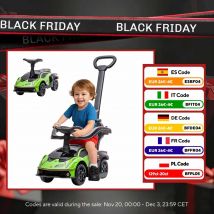 Aiyaplay 2 in 1 Auto da corsa per bambini 12-36 mesi Lamborghini con clacson Maniglia di spinta rimovibile e corrimano 86,5X4