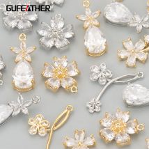 GUFEATHER, 6 pz/lotto, MD18, accessori di gioielli, oro 18k rodiato, senza nichel, rame, zircone, creazione di gioielli, ciondoli, pendenti fai da te