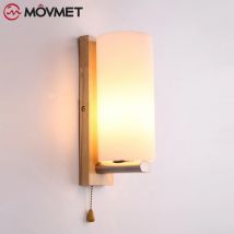 Lampada da parete a LED in legno con interruttori a filo, luce da comodino, camera da letto, corridoio, cucina, soggiorno, arredamento, applique vintage retrò E27