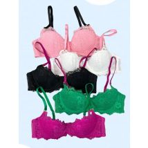 Sexy Spitzen-BH im Euro-Stil und hoch geschnittenes Höschen-Set, 3/4-Cup-Push-Up-Bralette mit weichen Bügeln, durchsichtige Dessous mit abnehmbaren Kontrastträgern