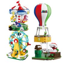 Carousel Ferris wheel Hot air balloon Building Blocks Amusement Park Friends Bricks City Srteet view Toys for Children Gift