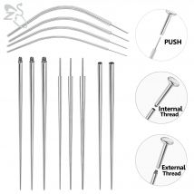 ZS 1 PC 14G-20G G23 Titanium Steel Perforated Guide Rod Men Puncture Connecting Pin Internal Thread Professional Piercing Tool