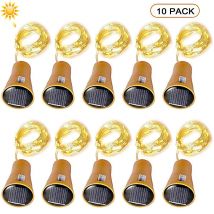 10/20LEDs Solar Wine Bottle String Light Solar Copper Wire Fairy Lights Cork Shape Christmas Lamp For Wedding Party Garden Decor
