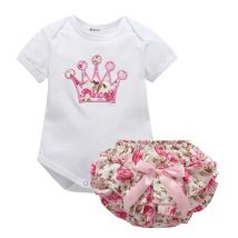 Säugling Neugeborenen Baby Mädchen Kleidung Anzug Sommer Kleinkind niedlichen Outfits Kronen muster Kurzarm Tops Stram pler Blumen shorts Set