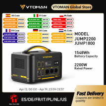 VTOMAN JUMP 2200 / JUMP 1800 Stazione di alimentazione portatile 828/1548Wh LiFeP04 Generatore solare a batteria Solare per campeggio all'aperto domestico