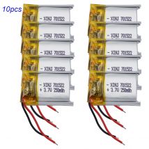 10 Stück 3,7 V 250mAh 0,92 Wh wiederauf ladbarer Li-Lithium-Akku Zellen-Li-Ion für Navi-Bluetooth-Lautsprecher LED-Fahr rekorder