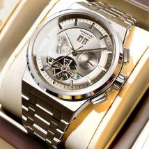 Reloj KARNEVAL Herren Sport Mechanische Uhr Marke Luxus Tourbillon Automatische Handgelenk Uhren für Männer 50M Wasserdicht Montre Homme