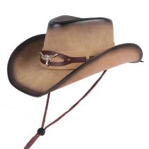 High Quality Western Cowboy Hat Men Women Fashion Jazz Cap 2026 Cool Vintage Outdoor Faux Leather Cowgirl Hats Wind Rope Caps