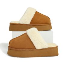Winter Flauschige Damen Fuzzy Hausschuhe Indoor Plattform Hausschuhe Warme kurze Plüsch Baumwolle Hausschuhe mit Memory Foam Hausschuhe