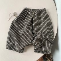Kinder Retro Gestreiften Baumwolle Und Leinen Hose Frühling Herbst Neue Japanische Jungen Und Mädchen Beiläufige Lose Wide-Bein hosen WTP122