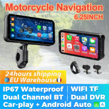 Navigazione GPS per moto portatile da 6,25 pollici IP67 Wireless impermeabile Carplay Android Auto DVR Drive Recorder Moto Monit Dual BT