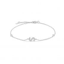 VEWANT 925 Sterling Silver Monogram Letter A - Z Initial Charm Chain Bracelet Luxury Wedding CrystalFine Jewelry