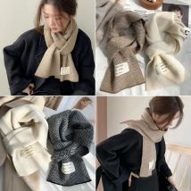 Frauen Winter Schals Hohe Qualität Gestrickte Schal Koreanischen Stil Weiß Vintage Streifen Muster Schals Winter Im Freien Warme Schals