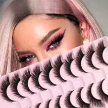 10-teiliges 8D-Katzenaugen-Wimpern-Set – natürlicher Look, handgefertigt, flauschig, 16 mm, leicht, für glamouröses Augen-Make-up