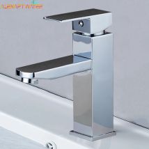 Bad Wasserhahn Hot&Cold Mischbatterie Deck montiert Badezimmer Waschbecken Wasserhähne schwarz quadratisch Waschbecken Waschbecken Badewanne Wasserhahn