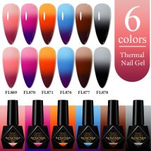 6pcs Thermal Gel Nail Polish Set 3 Layers Temperature Color Changing Gel Semi Permanent Soak Off UV Gel Varnish Nail Supplies