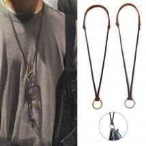 Vintage Adjustable Genuine Leather Cowhide Necklace Sunglasses Hanging Rope Glasses Rope for Sunglasses Men Women