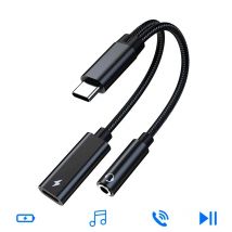 2 in 1 USB-C to 3.5mm Headphone Amp Charging Adapter Splitter DAC AUX PD Fast Charge Cable for MacBook iPad Pro SAMSUNG S20 HIFI