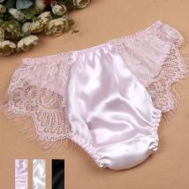 2 teile/los Popularität explodiert mit 100% mulberry seide seide unterwäsche frauen hinter die low waist briefs sexy spitze auf sowohl seiten