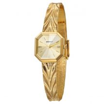 BERNY Golduhr für Damen, achteckige Damen-Quarz-Armbanduhr, Edelstahl, kleine Golduhr, luxuriöse Modeuhren