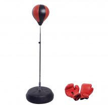 HOMCOM Set di palline da boxe Set da allenamento con scatola di supporto regolabile in altezza Nero + Rosso