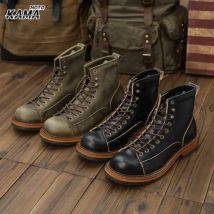 Rindsleder-Wanderschuhe, Herren-Wanderstiefel, britische Trekkingschuhe, dicke Sohle, Rindsleder, hohe Motorradstiefel, lässige Turnschuhe