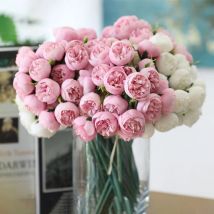 27 główek sztuczna róża piwonia kwiaty bukiet ślubny na domowy stół imprezowy DIY Decor sztuczne