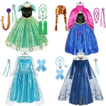 Elsa-Kleid für Mädchen, Elsa-Kostüm, Schneekönigin, Anna-Kleid, Cosplay, Geburtstagsfeier, Kinder, Kinder, Karneval, Mädchen-Kostüm 2024