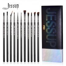 Jessup Eyeliner-Pinsel-Set, 11-teiliges Eyeliner-Pinsel-Set, professionell, konisch, abgewinkelt, flach, ultrafein, Präzisions-Eyeliner-Pinsel-Set T324