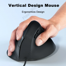 Mouse verticale cablato Pulsante a basso rumore Design ergonomico 3600 DPI regolabile con supporto per le dita Mause Uso in ufficio o gioco