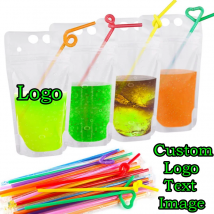 100 Stück 250ML~1000ML Mattierte/Klare Plastik-Trinkbeutel mit Griff für DIY-Logo, Party, Hochzeit, Fruchtsaft, Milchtee, Bier