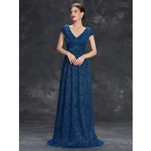 Mgiacy V-Ausschnitt Tasche Rotator Ärmel Punsch vertikale Streifen Mesh ein voller Rock Abendkleid Ballkleid Party kleid Brautjungfer kleid