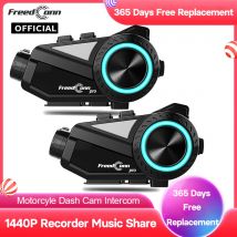Freedconn Motorrad Helm Kamera Intercom DVR Headset Bluetooth Dash Cam WiFi Video Recorder 1440P APP Musik FM Motor Dashcam