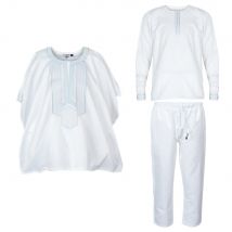 H&D 2025 African Dresses For Boy Traditional Embroidery Dresses Outfit Tops and Pants Apricot 3PCS Muslim Ramadan Robe Wedding